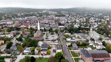 aerial view of a small town in autumn