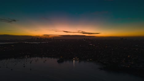 city wide drone hyper-lapse sunset sydney australia