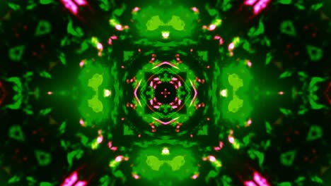 patrón abstracto verde y rosado. ciclo de caleidoscopio vj