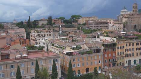 historic rome italy skyline on a cloudy day, slow pan