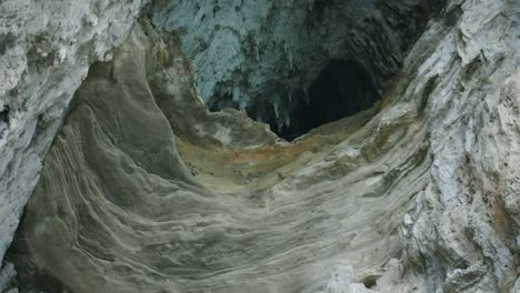 detail shot of the white grotto in capri, in italy, during a boat tour around the island