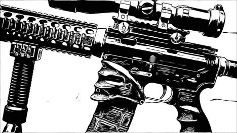 Animación-En-Blanco-Y-Negro-Del-Rifle-Ar-15