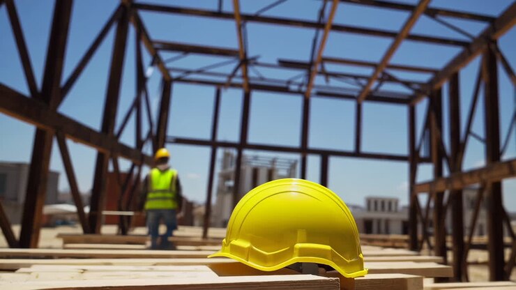 Construction Site with Safety Helmet