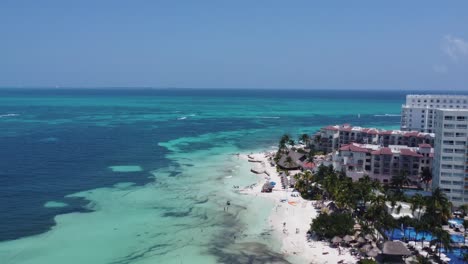 raveling aerial over cancun hotel zone