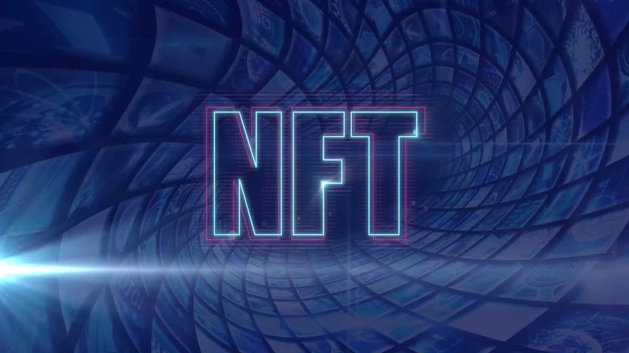animación del texto nft sobre el procesamiento de datos
