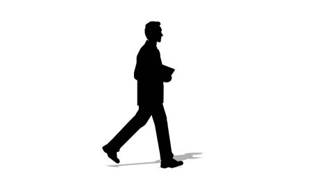 walking silhouette business man cartoon animation. loop animation ( 4k video ).