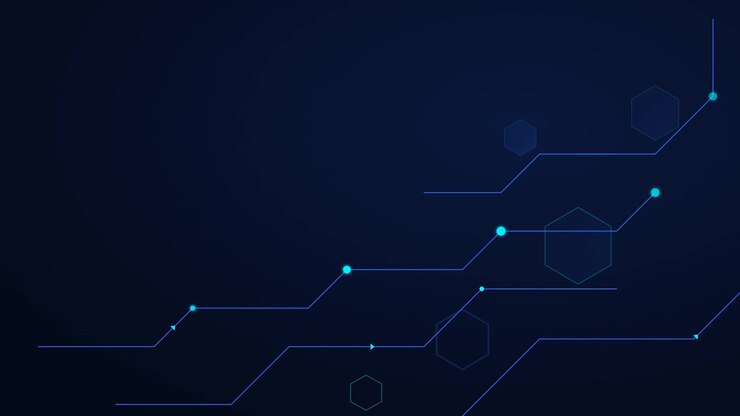 Sfondo Astratto di Rete Digitale con Esagoni in Movimento e Linee di Connessione