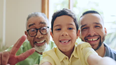familia feliz, selfie y la lengua con el niño