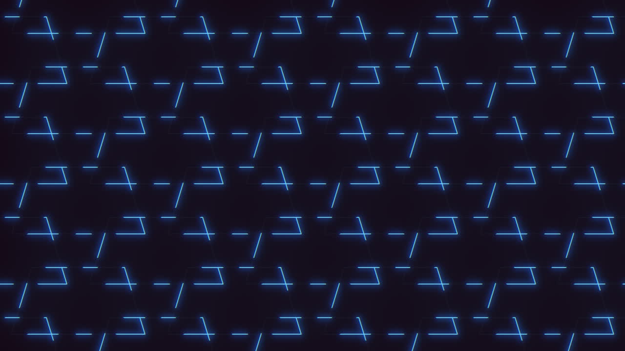 Dynamic blue neon pattern on black futuristic geometric shapes and lines