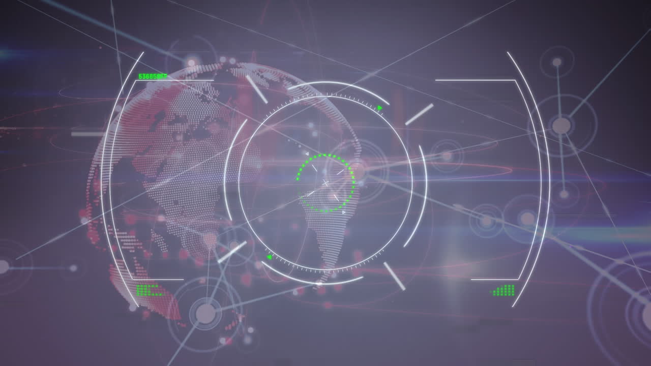 Animation of moving target and globe on dark background