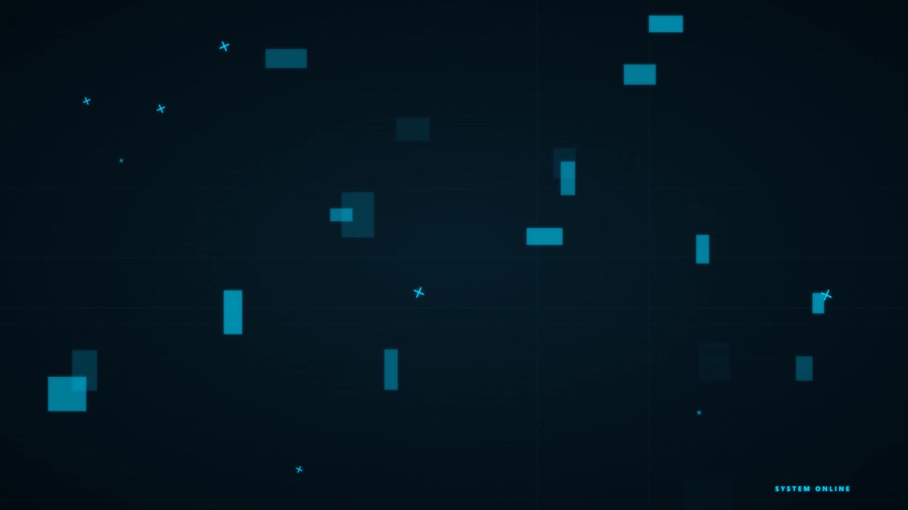 Abstract Digital Background with Floating Blue Rectangles and Crosses
