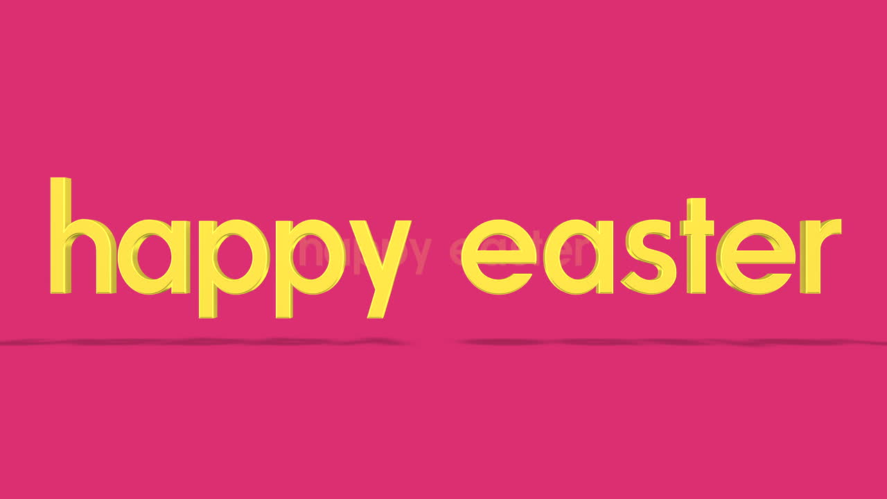 Messaggio pasquale allegro: Buona Pasqua in lettere gialle su sfondo rosa