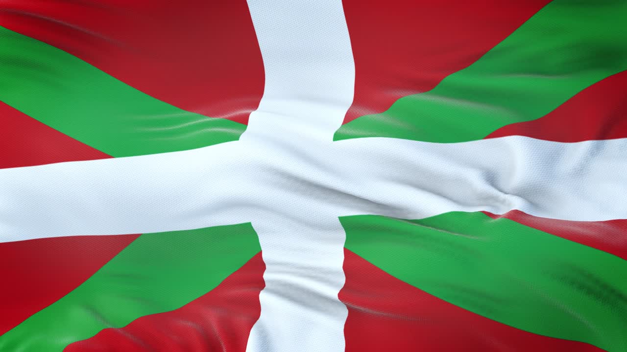 바스크 국가 (스페인의 자치 지역) 발은 매우 상세한 직물 질감으로 바람에 흔들리고 있습니다.