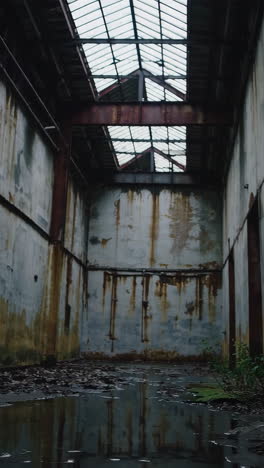 abandoned factory interior with water