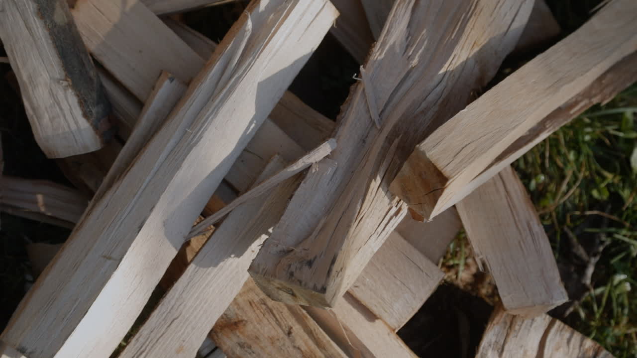A pile of wooden logs