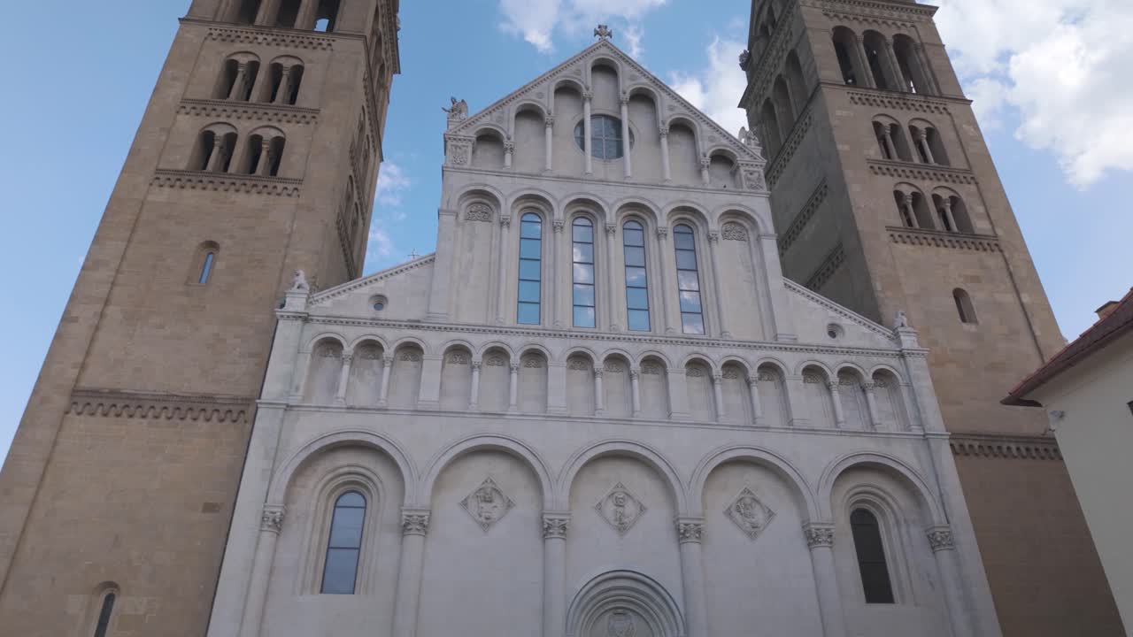 Pécs Cathedral, showcasing its ornate facade and historic architectural charm