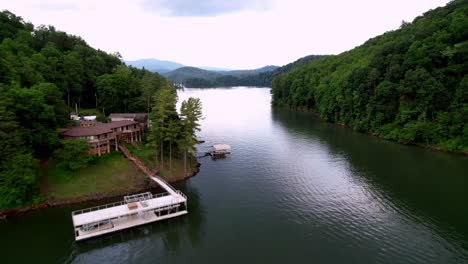 watauga lake in east tennessee with real estate along the banks