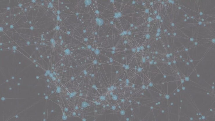 Animazione di una rete di connessioni su sfondo scuro