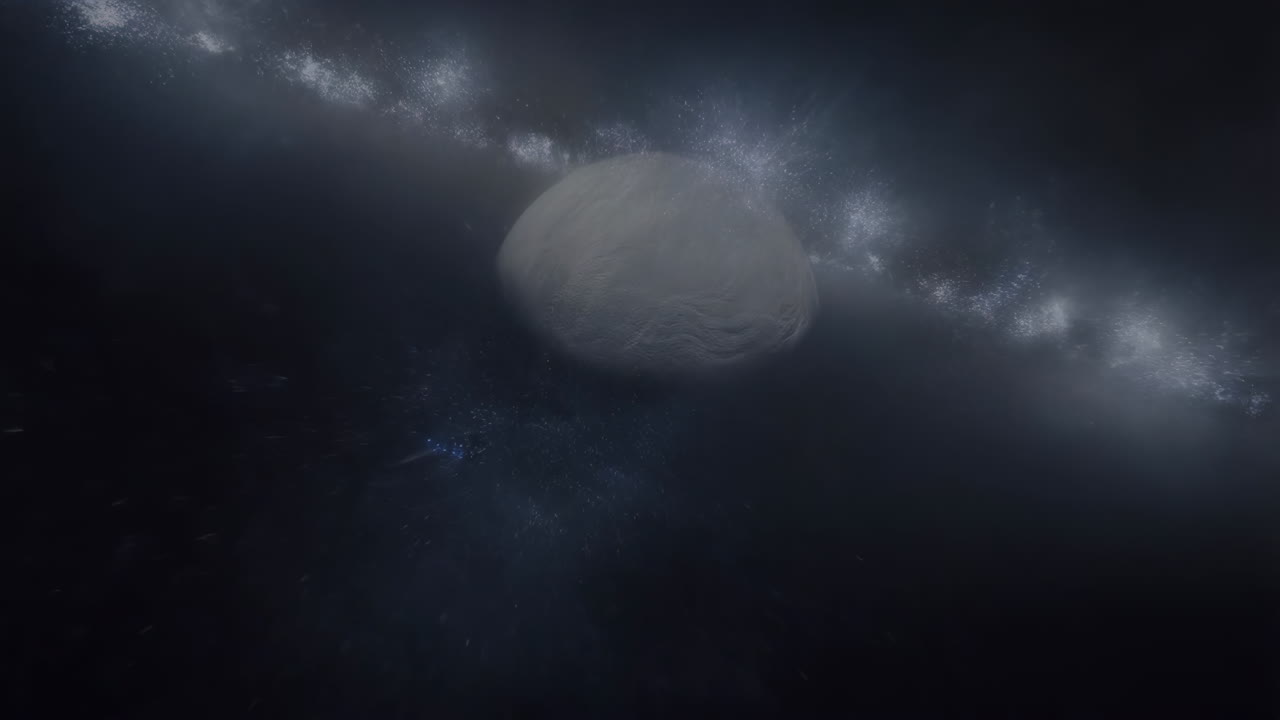 Asteroid Traversing a Starfield in Space