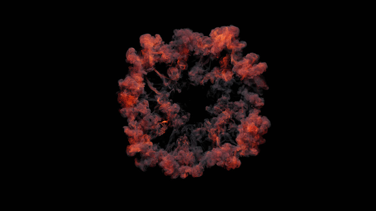 Fiery Explosion with Smoke on Black Background