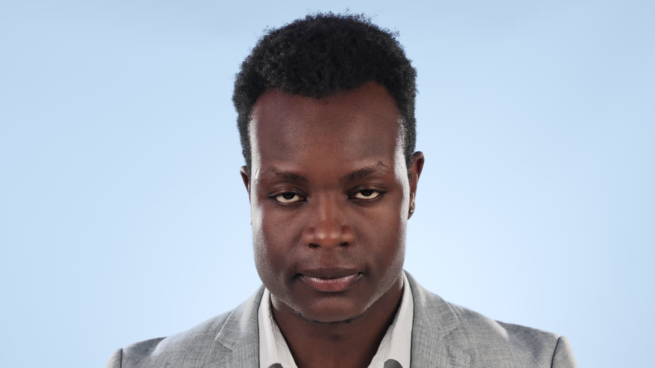 negocio, cara y hombre negro con sorpresa