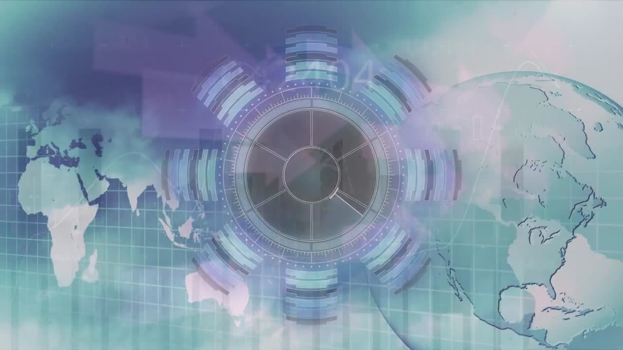 세계 지도 와 지구 를 스캔 하는 범위 의 애니메이션