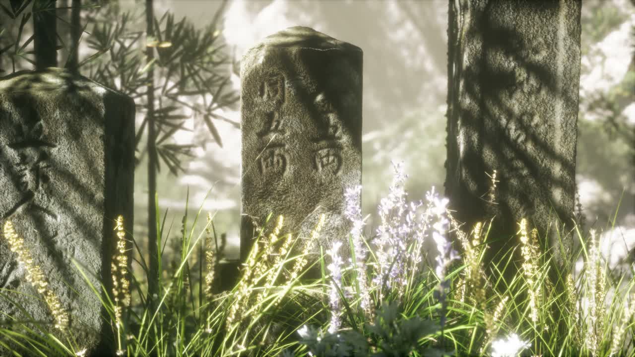 일본 대나무 숲 과 녹색 초원 잔디 와 자연 빛