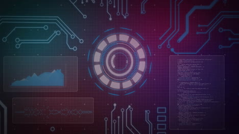 animación del procesamiento de datos y las conexiones a través del escaneo de alcance