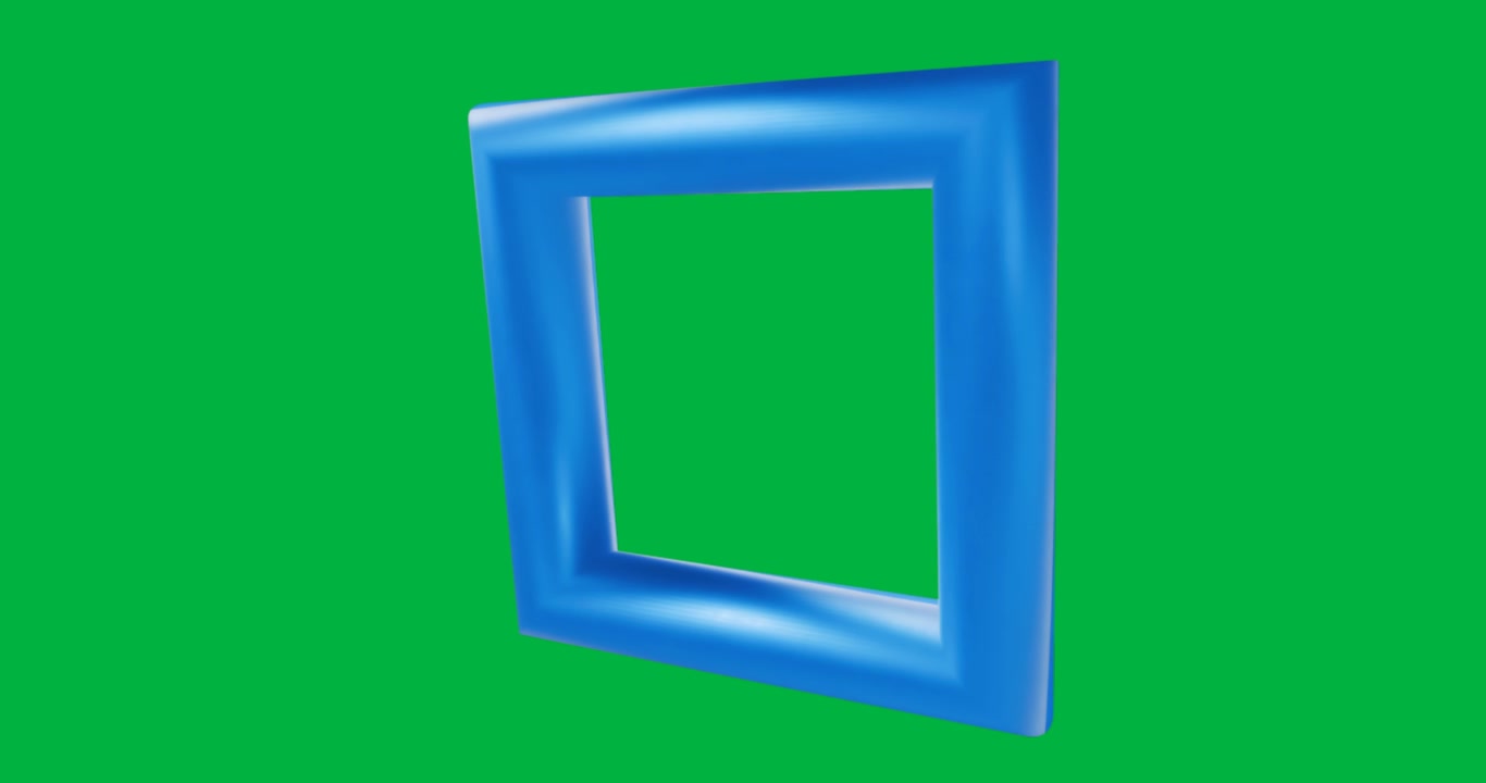 Blue tubular square frame floating in transparent space, illustrating technology and design concept