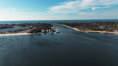 muskegon's channel to lake michigan in early winter