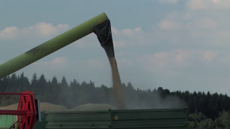 cerca de la cosecha de trigo con una cosechadora claas en la noche cerca de cuaresma, baviera, alemania