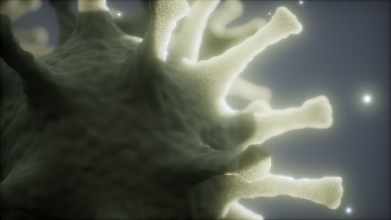 Bacteria virus or germs microorganism cells under microscope with depth