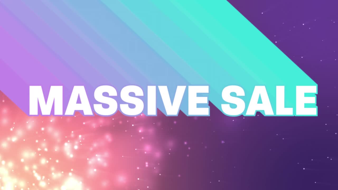 반 ⁇ 이는 반점 위에 파란색 트레일을 가진  ⁇  글자로 대규모 판매 텍스트의 애니메이션