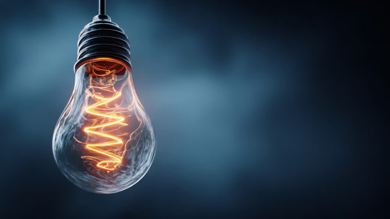 A Stunning Close-Up of an Illuminating Vintage Light Bulb with Glowing Filaments, Set Against a Dramatic Dark Background, Highlighting Its Unique Design and Warm Aura