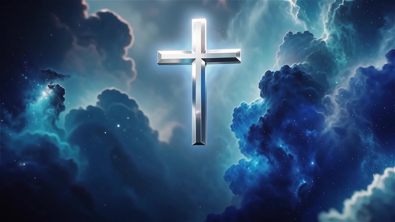 Christian Cross Heavenly Light Worship Background