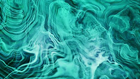 Aquamarine-green-blue-flowing-liquid-abstract-with-folds-and-seamless-looping-evolving-distorted-waves,-relaxing-and-fascinating-background-video