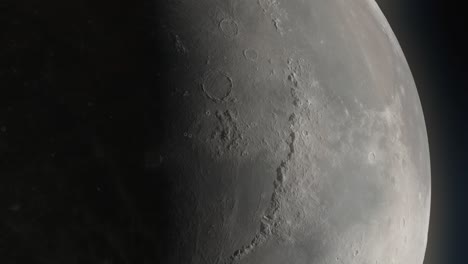 superficie de la luna, el lapso de tiempo y el primer plano