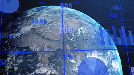 animación del procesamiento de datos financieros en todo el mundo sobre un fondo negro