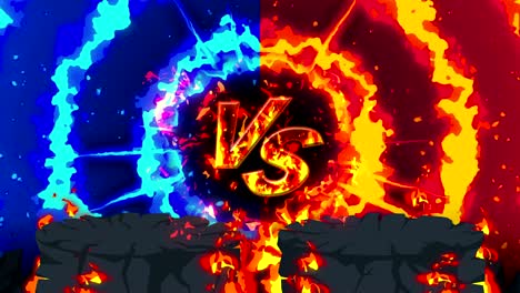 cartoon fire animation. flame loop background. competition. battle game. versus icon. vs icon.