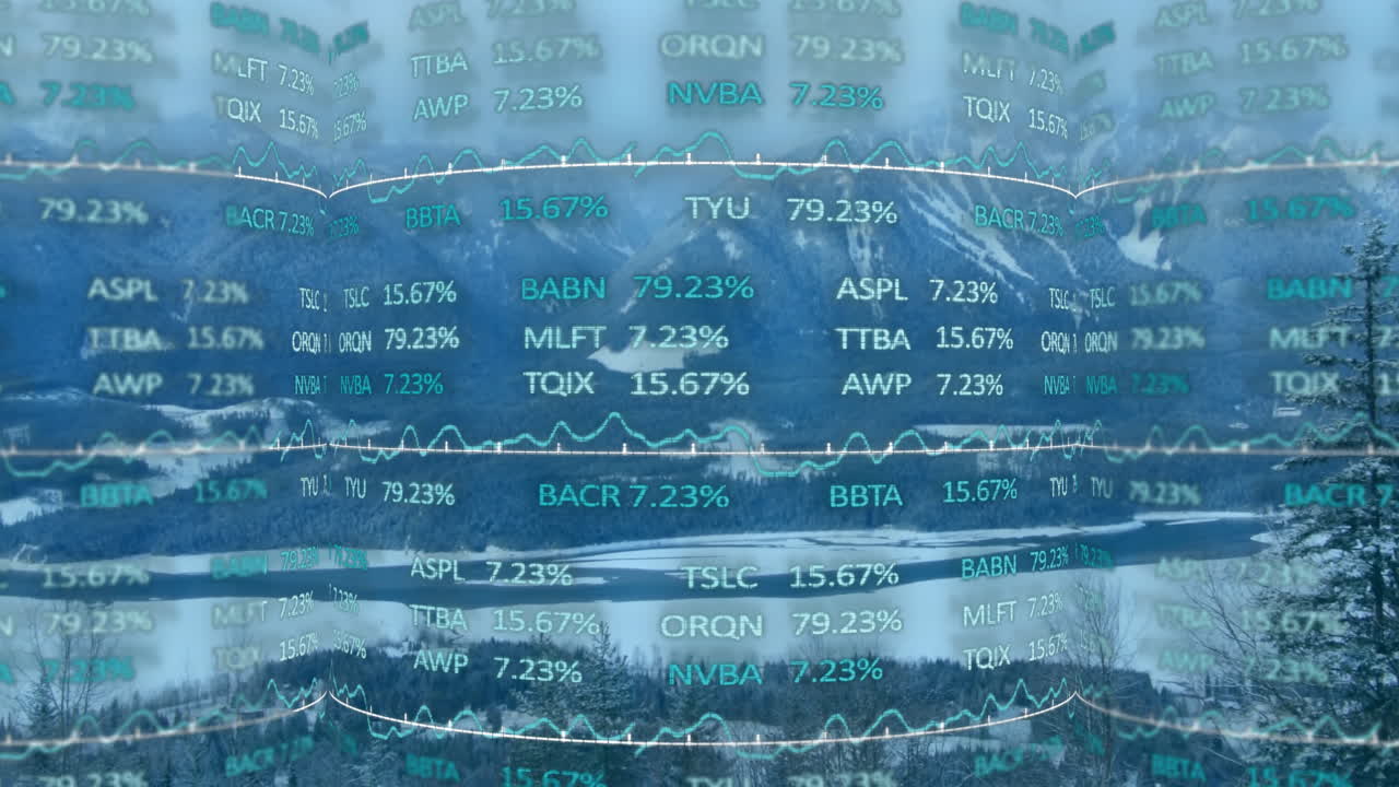 풍경에 대한 금융 데이터 처리의 애니메이션