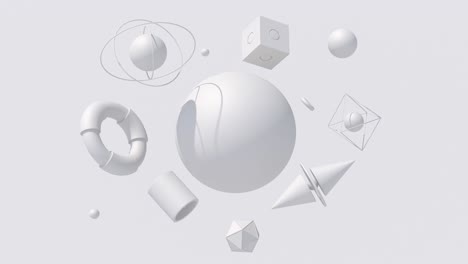 formas geométricas blancas. luz dura. animación abstracta monocromática, renderizado en 3d.