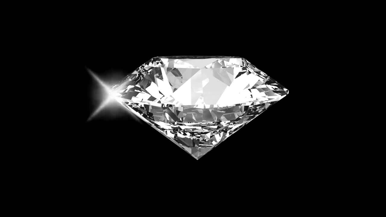 Beautiful large close up crystal clear shining round cut diamond black mirror green screen loop