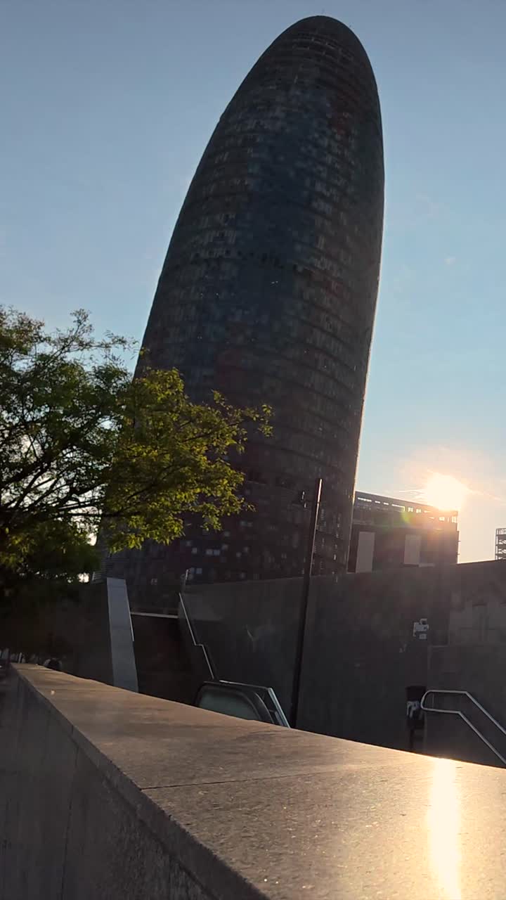 Agbar Tower in Barcelona on a Sunny Day