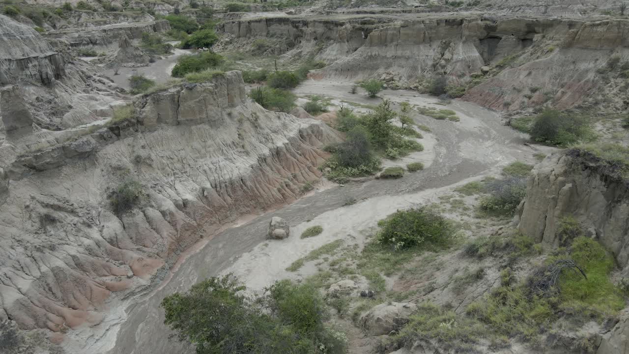 Desert landscape Colombia Tatacoa travel destination dry tropical forest drone aerial