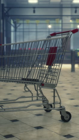 un carrito de compras vacío en una tienda de comestibles