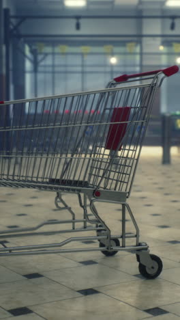 empty shopping cart in a grocery store