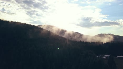 panning aerial shot revealing a beautiful romanian mountain ridge
