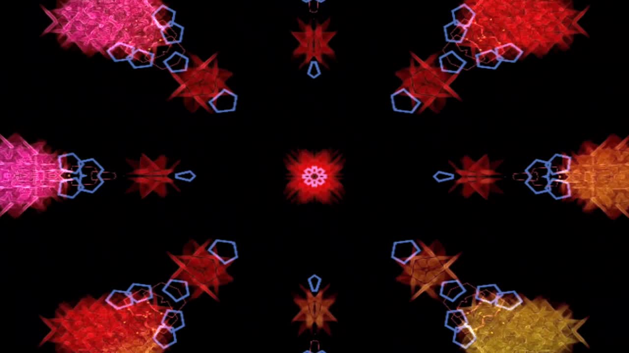 칼레이도스코프 기하학적 선 패턴 다채로운 네온 불빛으로 움직이는 배경