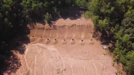 Drone-shots-of-the-shooting-range-at-the-Cu-Chi-tunnels,-near-Ho-Chi-Minh-City-,-Vietnam