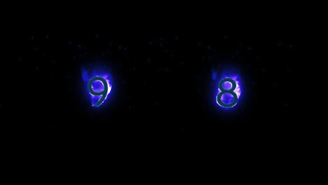 animación digital del número ocho y nueve en el icono de fuego contra un fondo negro